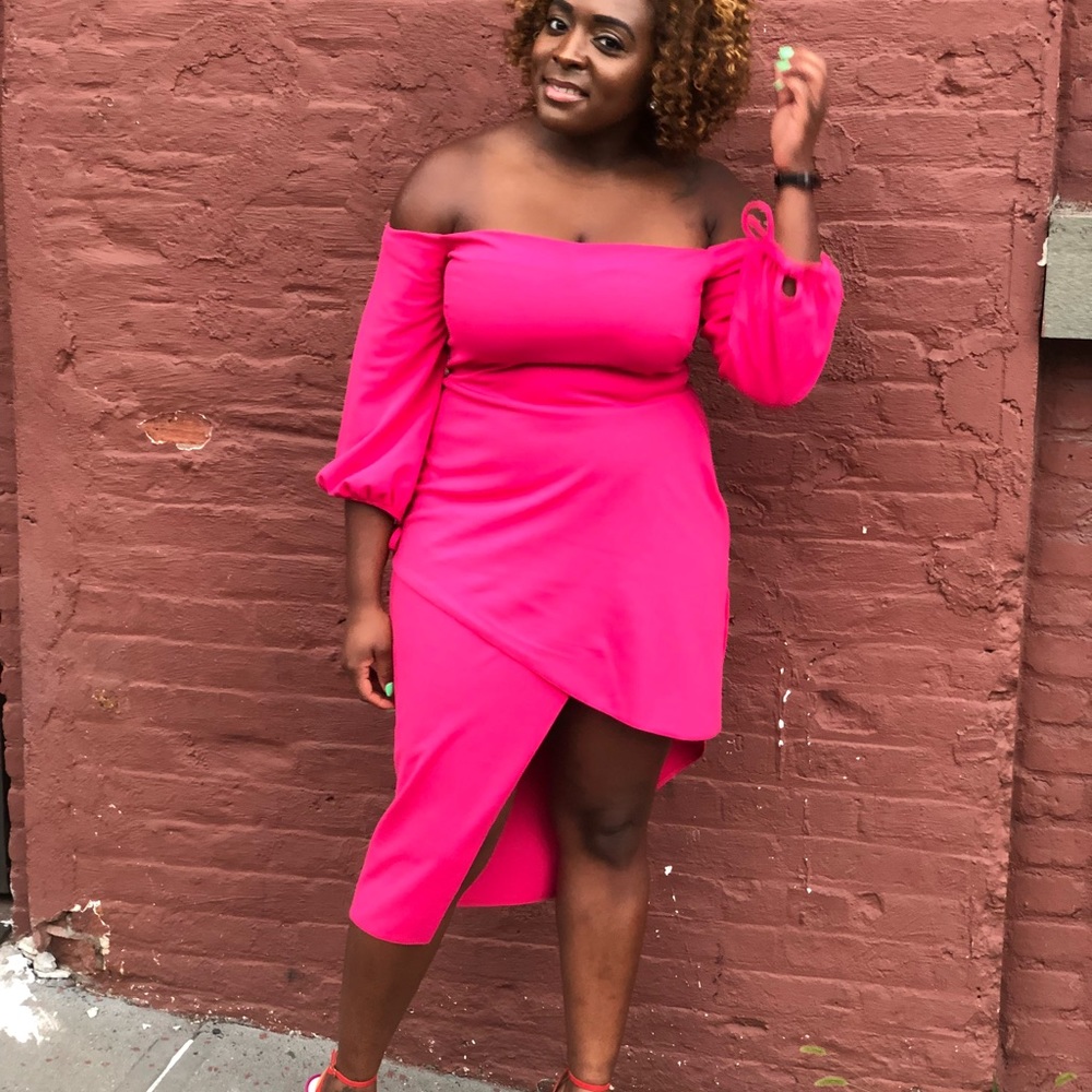 Pink off the shoulder dress